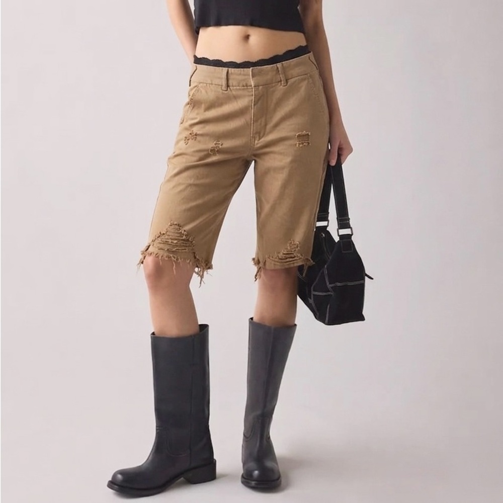 Serra by Joie Rucker Ballest Shorts Pants Destroyed Frayed Raw Cut Hem in Dune